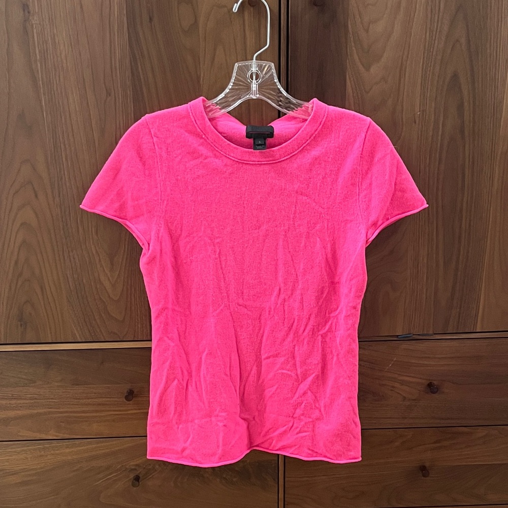 J. Crew Bright Pink Cashmere Short Sleeve Tee